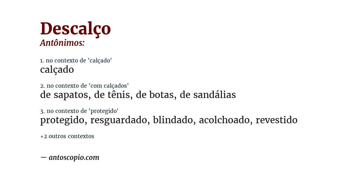 Antônimo de descalço