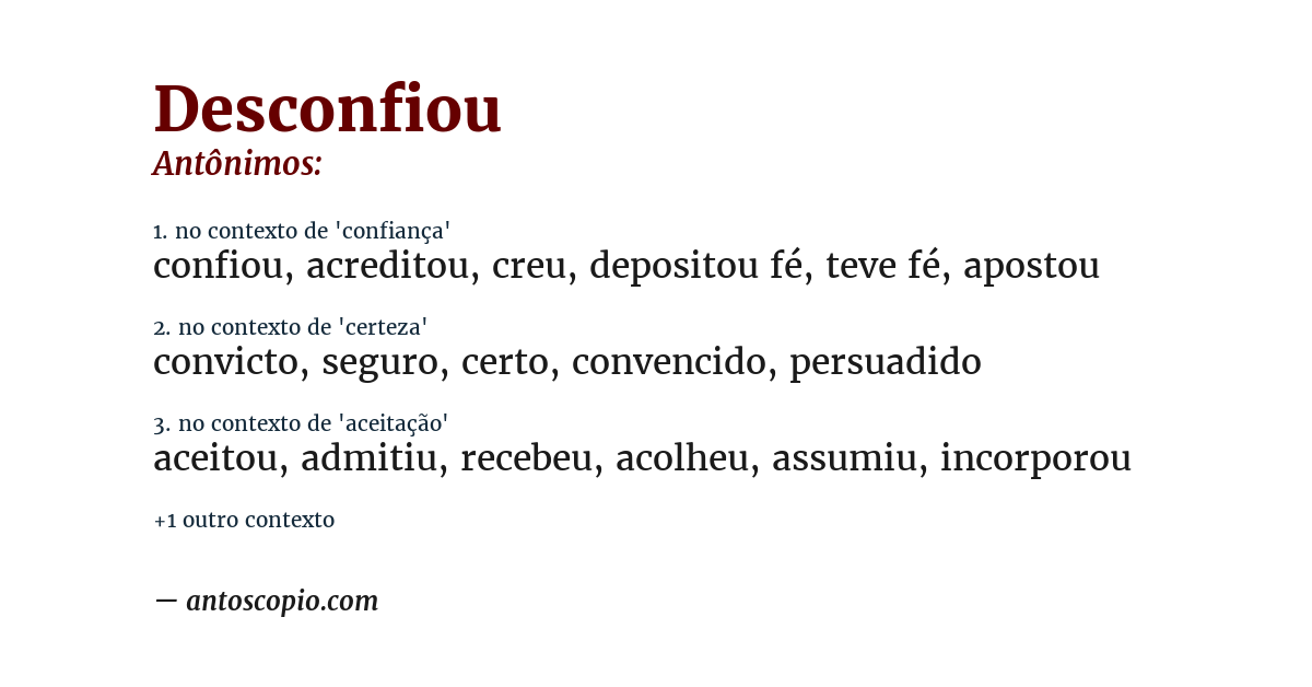 Antônimo de desconfiou