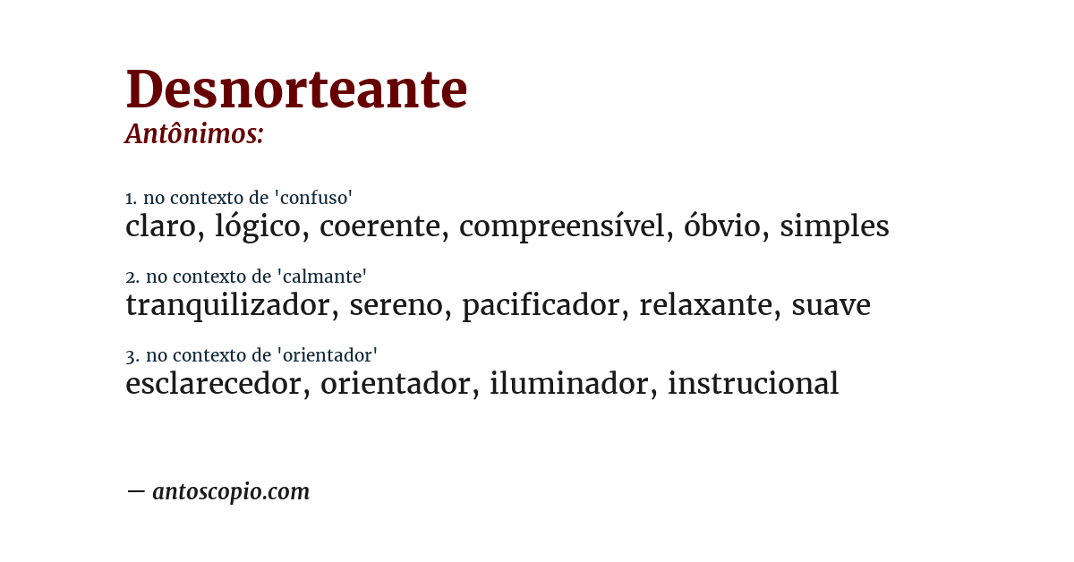 Antônimo de desnorteante