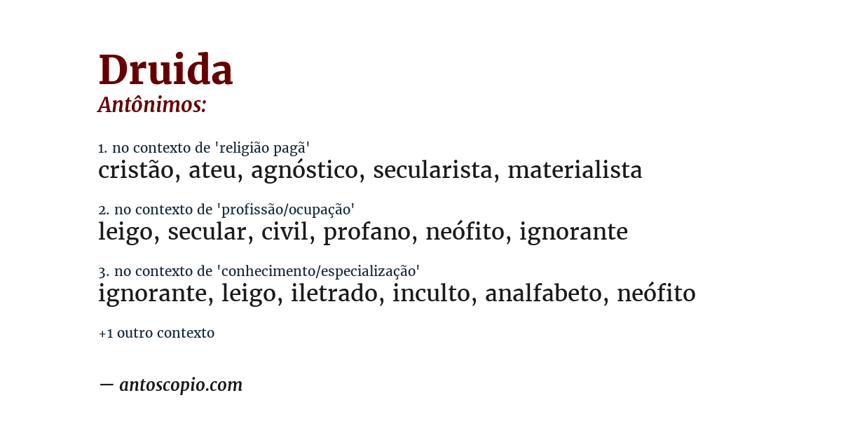 Antônimo de druida