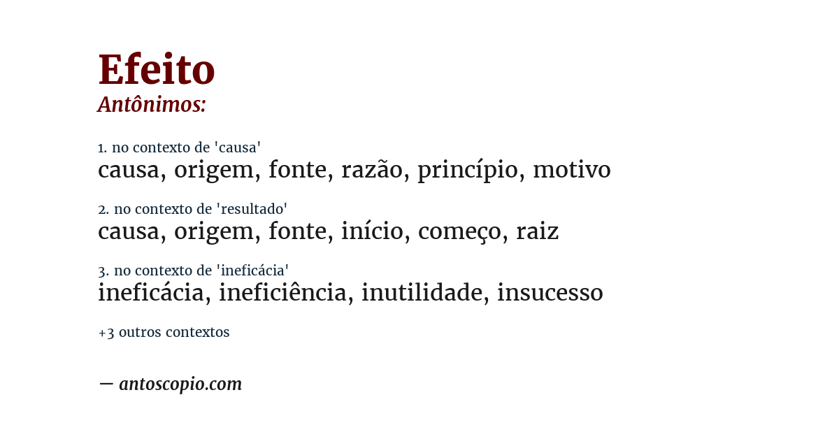 Antônimo de efeito
