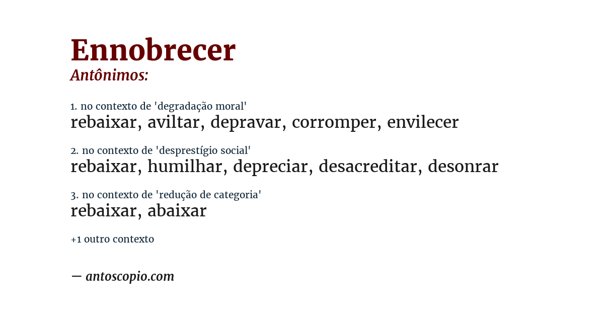 Antônimo de ennobrecer