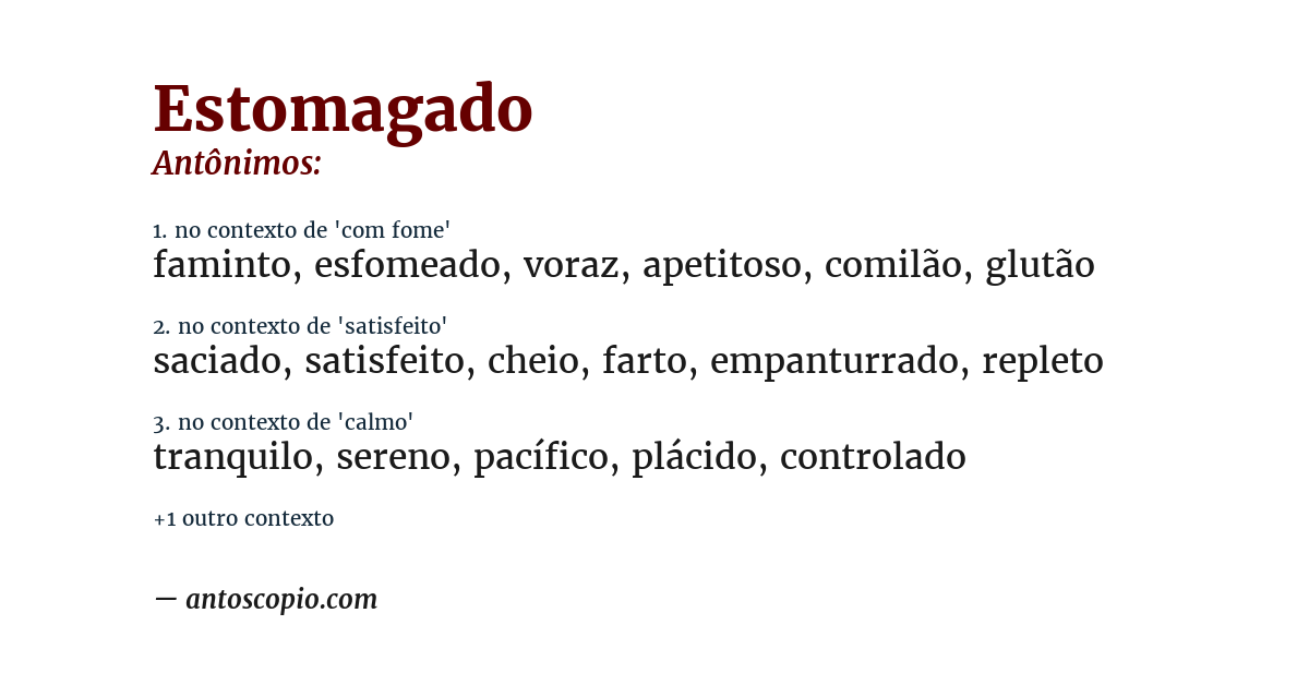 Antônimo de estomagado