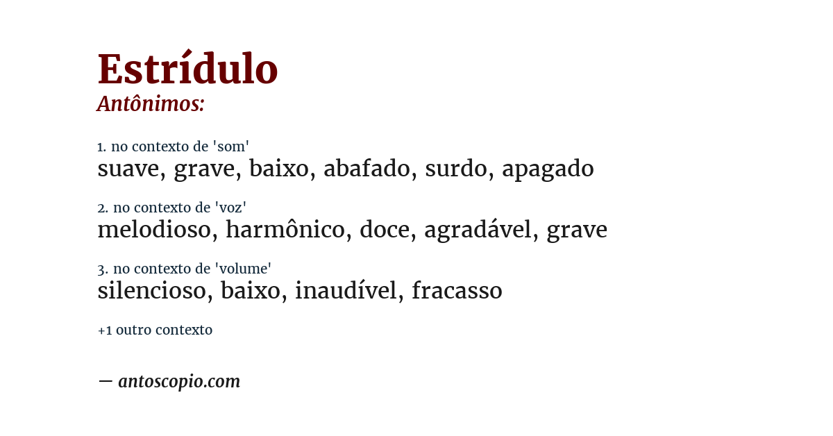 Antônimo de estrídulo