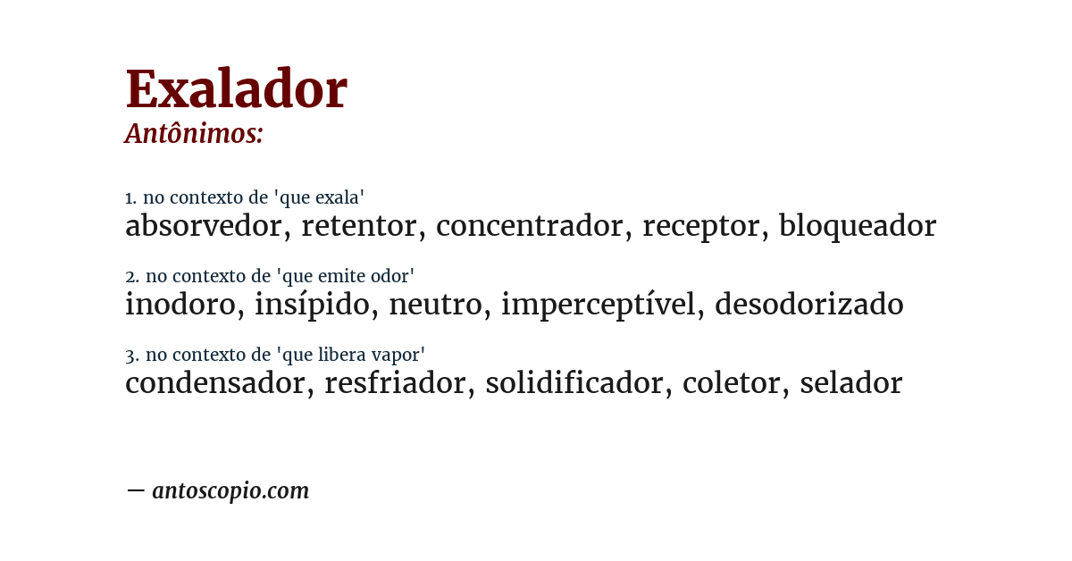 Antônimo de exalador