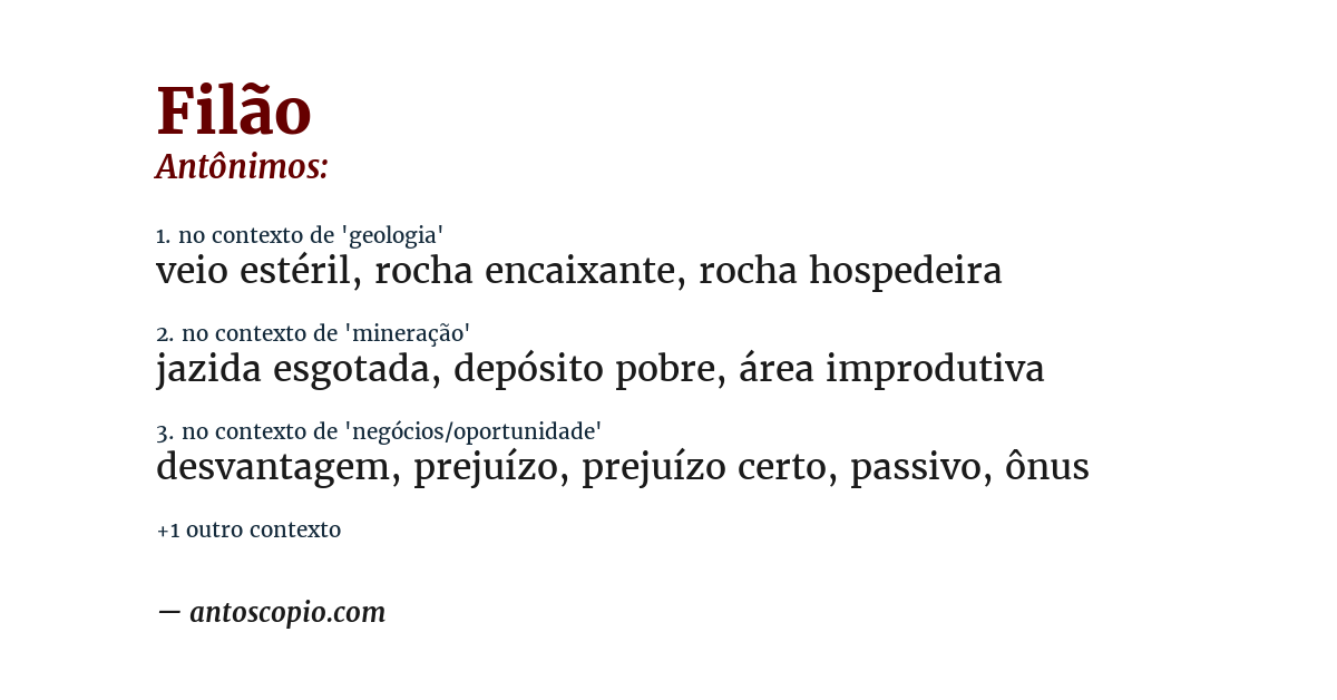 Antônimo de filão