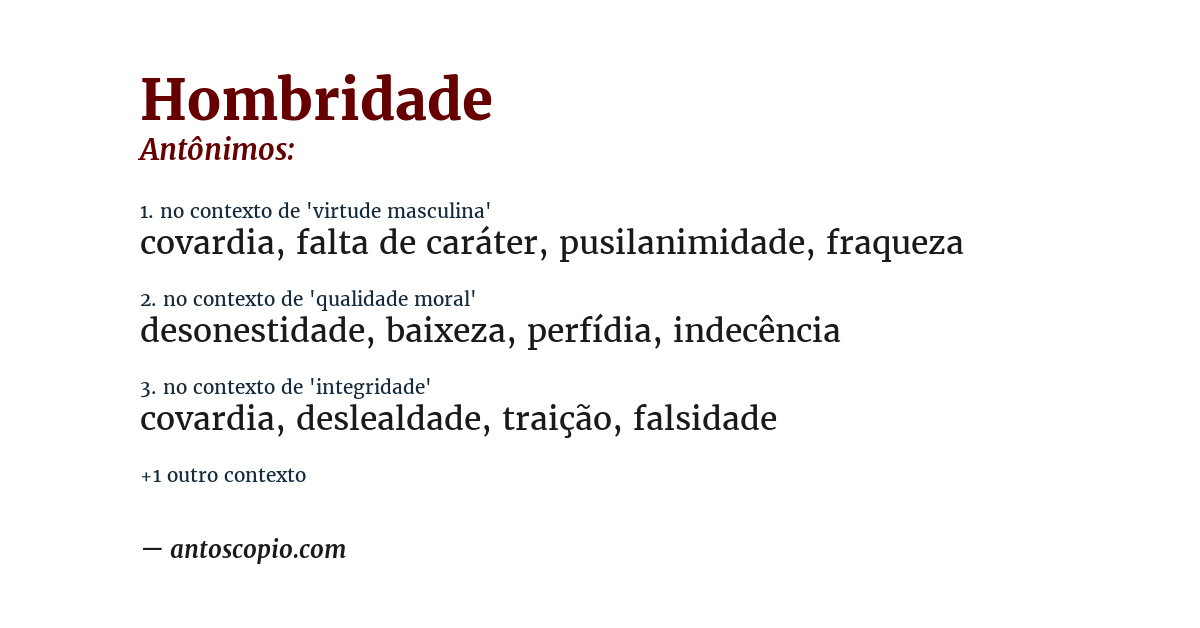Antônimo de hombridade