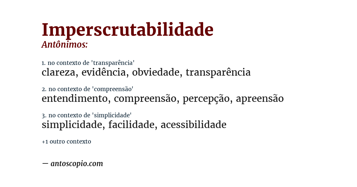Antônimo de imperscrutabilidade
