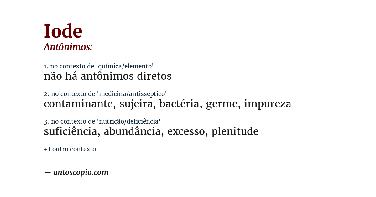 Antônimo de iode