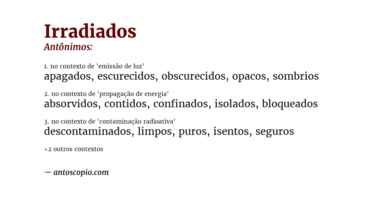 Antônimo de irradiados