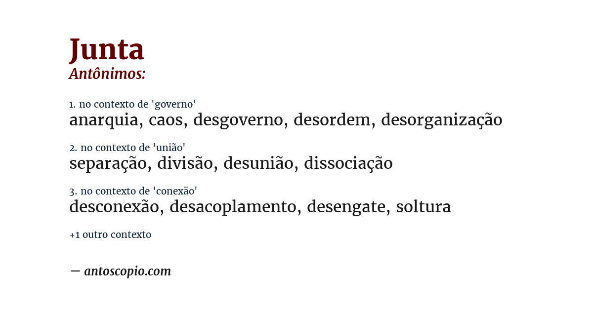 Antônimo de junta