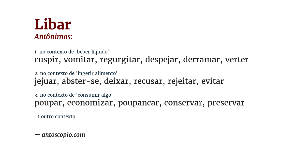 Antônimo de libar