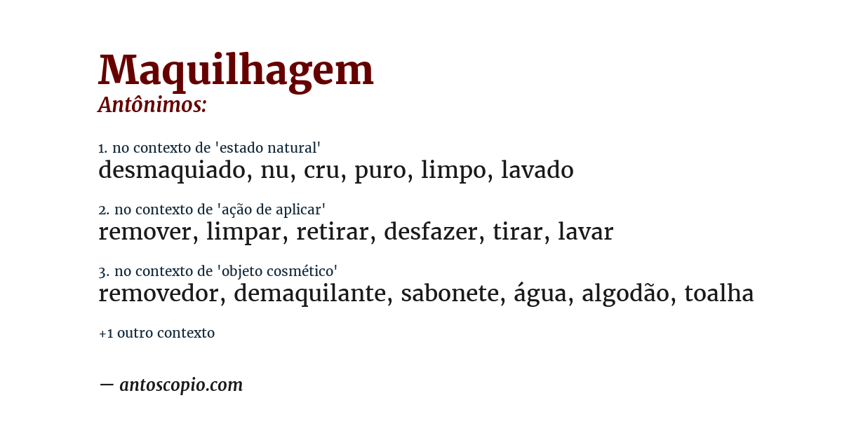 Antônimo de maquilhagem