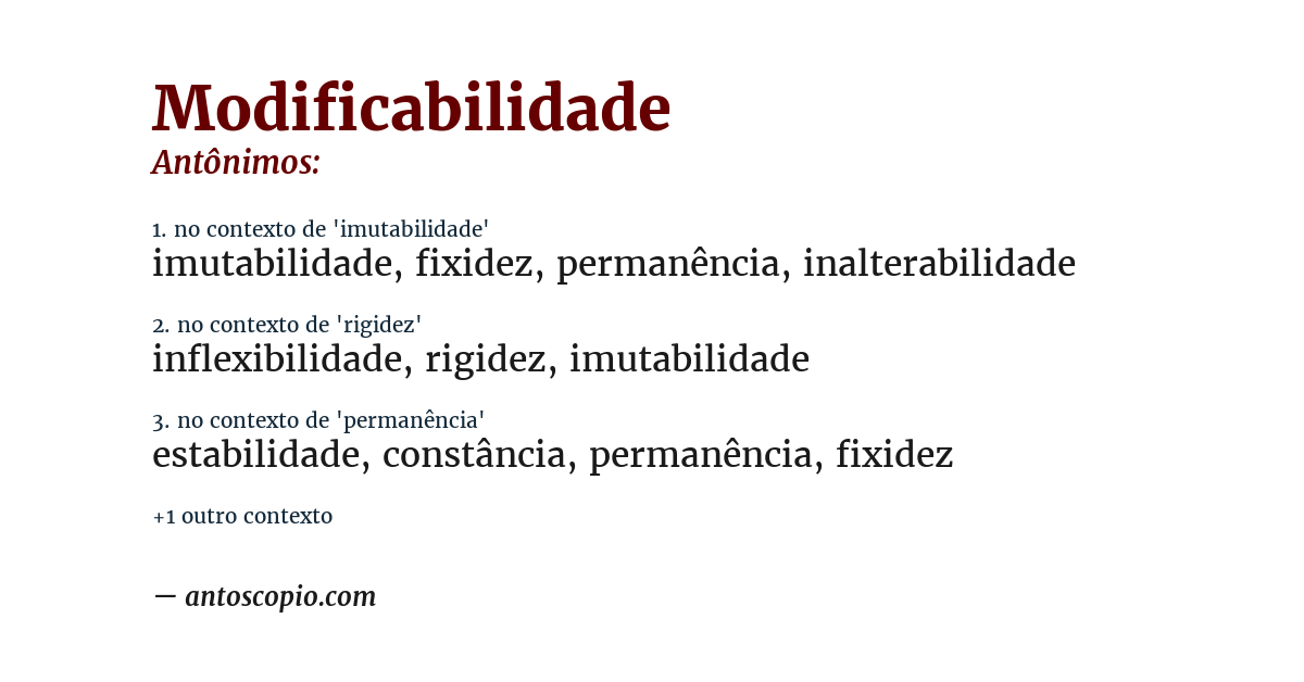 Antônimo de modificabilidade