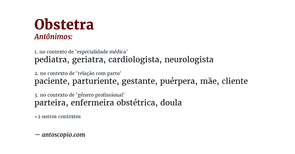 Antônimo de obstetra