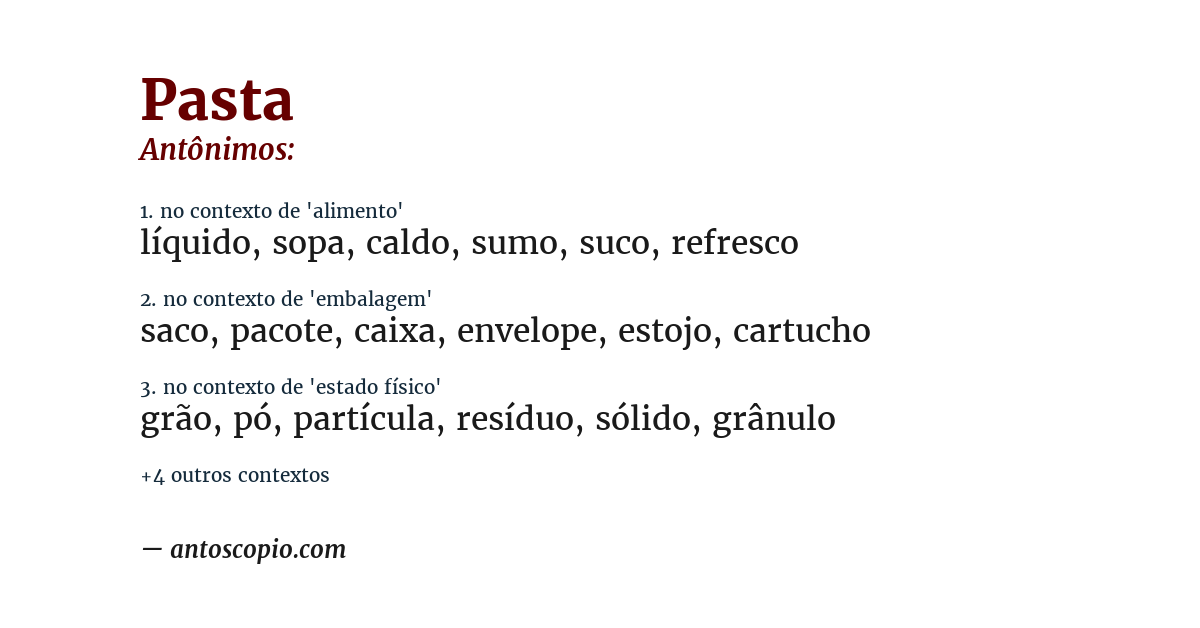Antônimo de pasta
