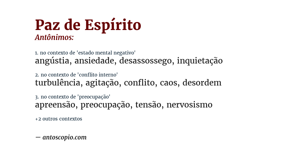 Antônimo de paz de espírito
