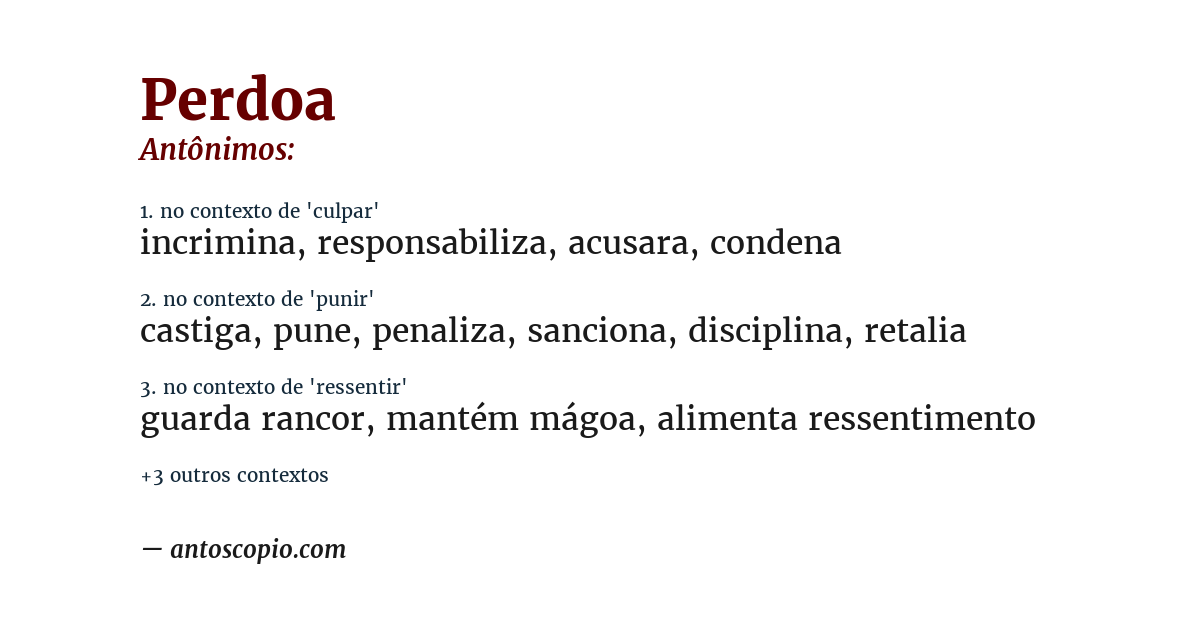 Antônimo de perdoa