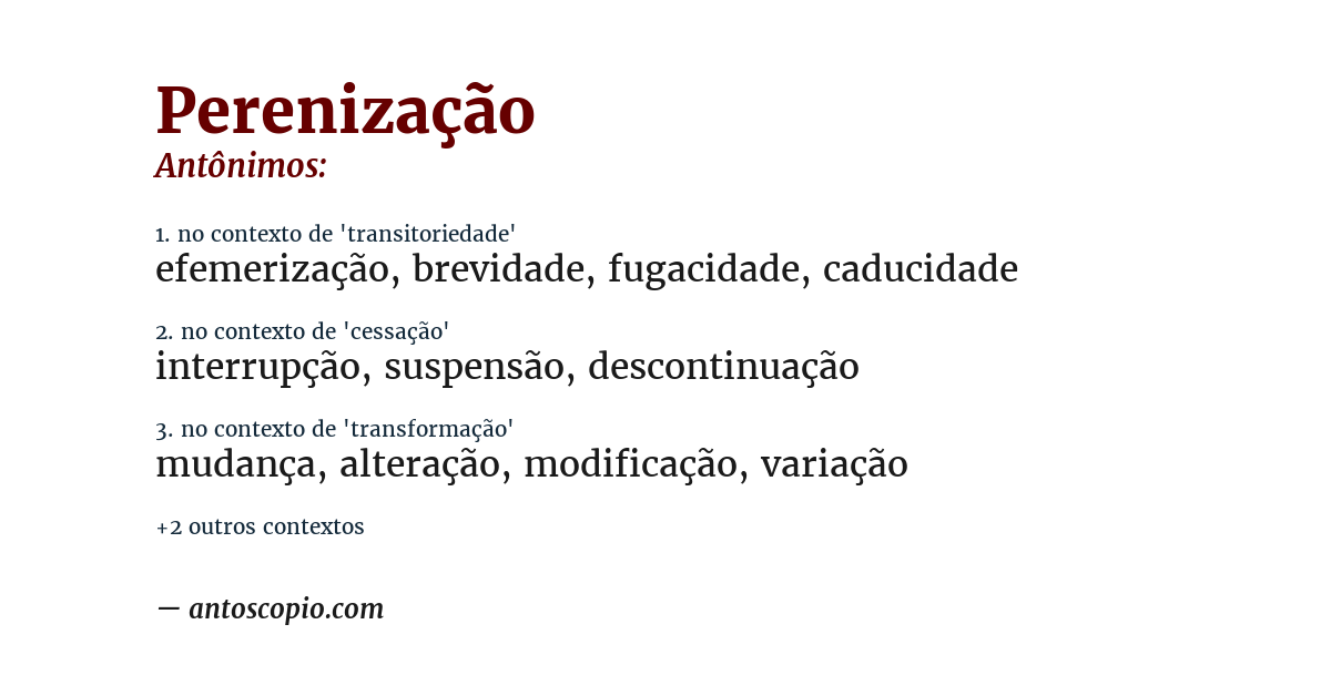 Antônimo de perenização