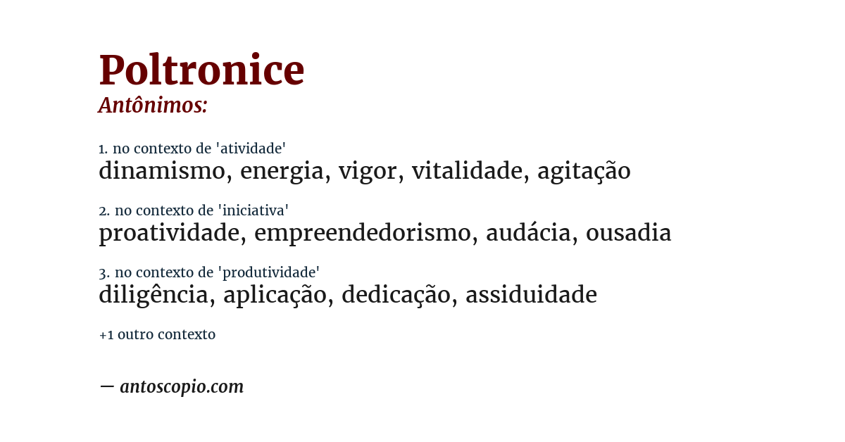 Antônimo de poltronice