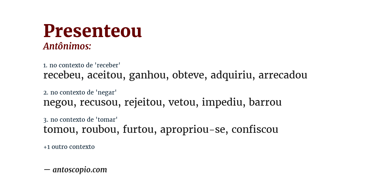 Antônimo de presenteou