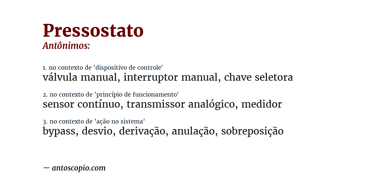 Antônimo de pressostato