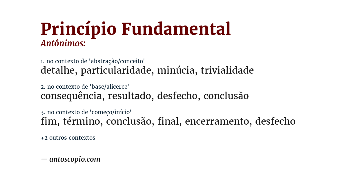 Antônimo de princípio fundamental