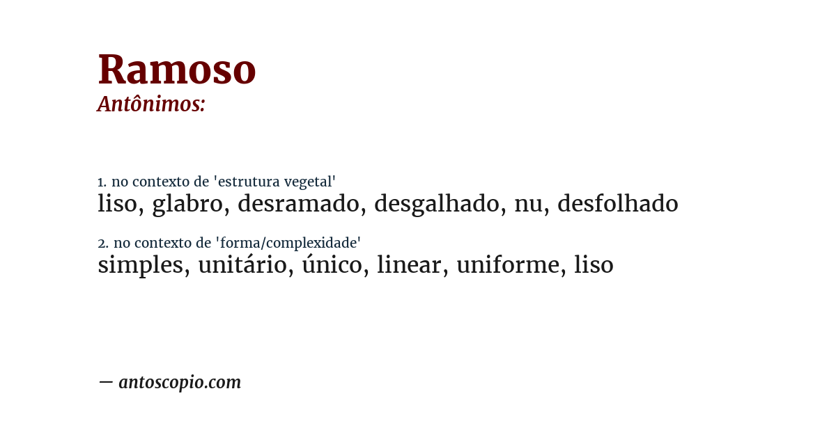 Antônimo de ramoso