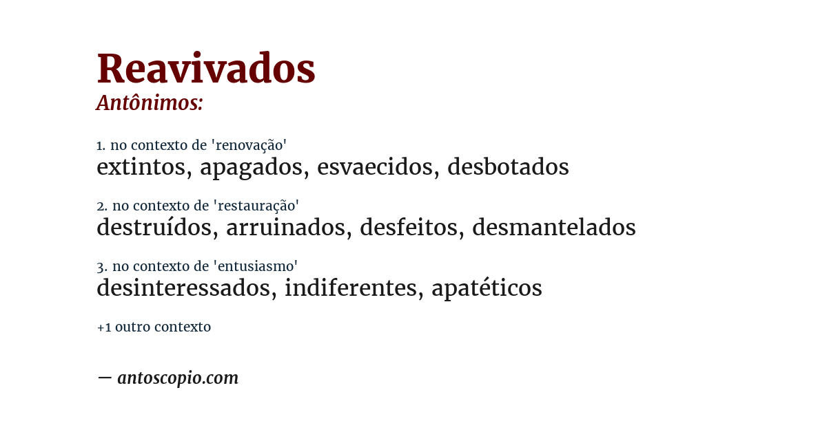 Antônimo de reavivados