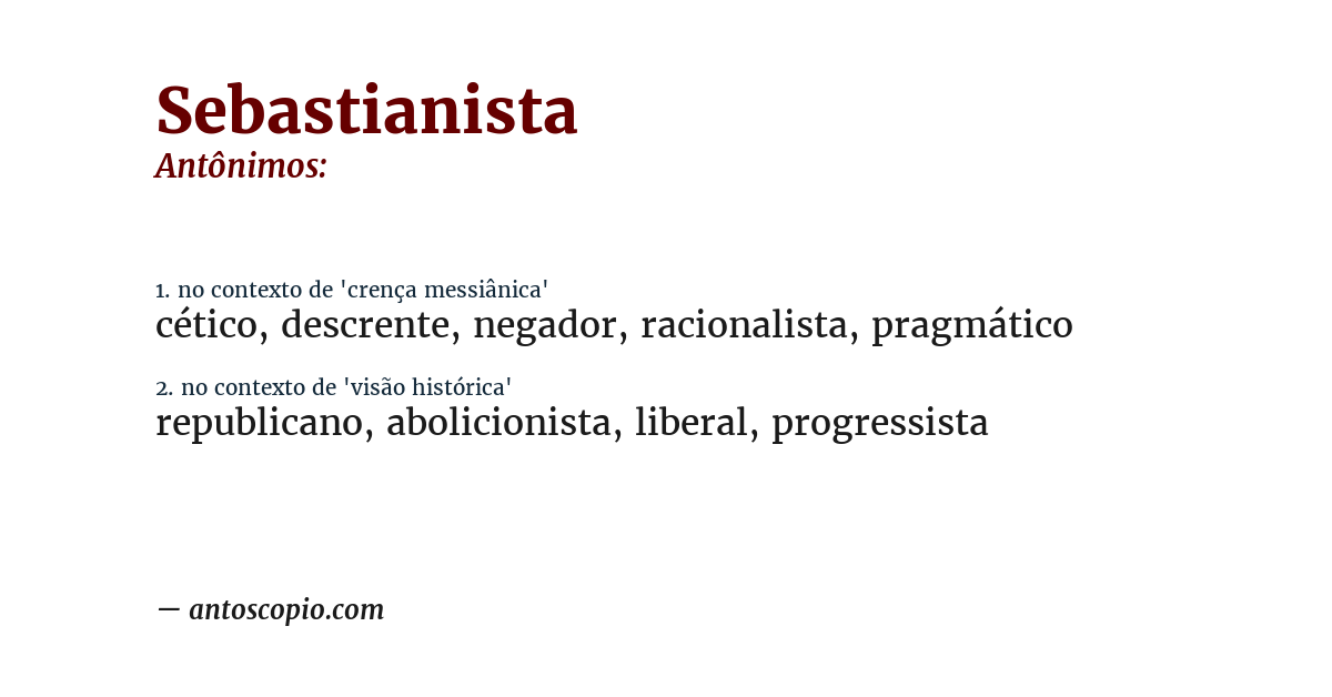 Antônimo de sebastianista
