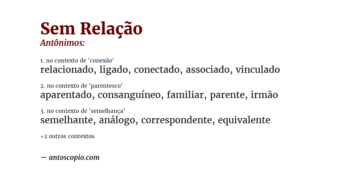 Antônimo de sem relação