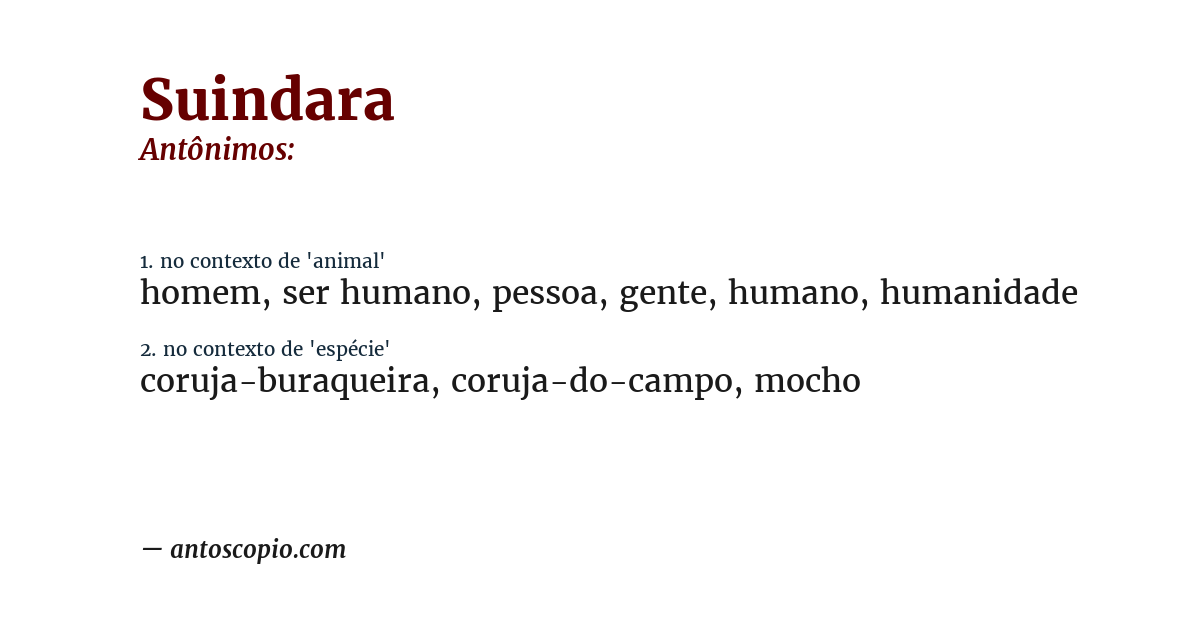 Antônimo de suindara