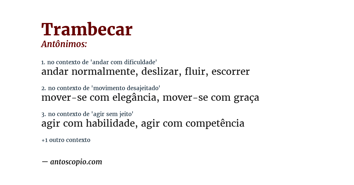 Antônimo de trambecar