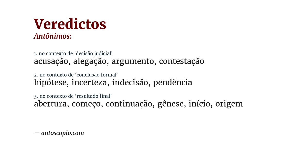 Antônimo de veredictos