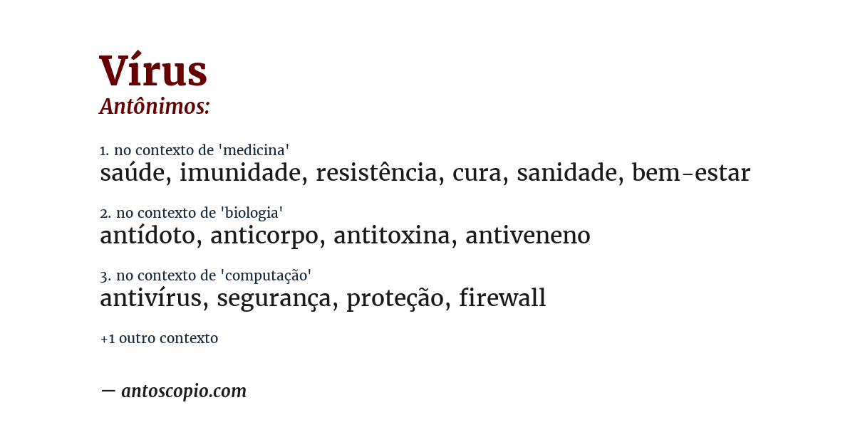 Antônimo de vírus