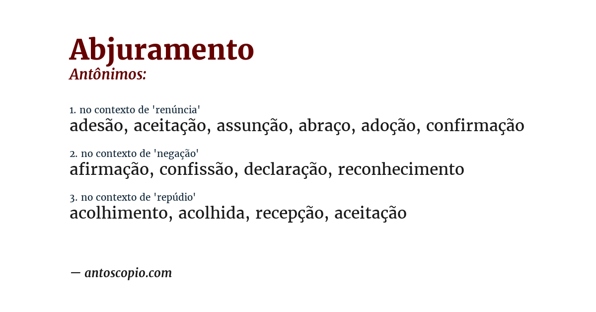 Antônimo de abjuramento