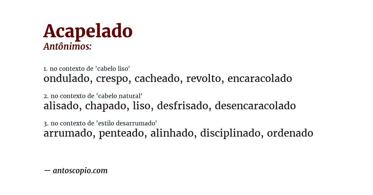 Antônimo de acapelado
