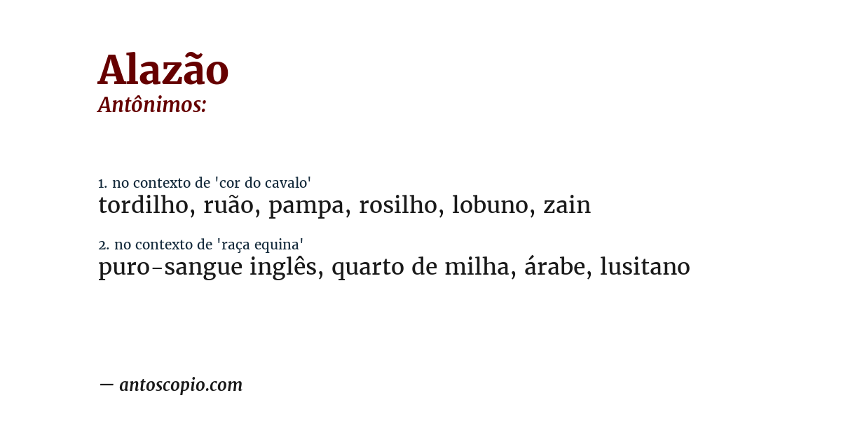 Antônimo de alazão