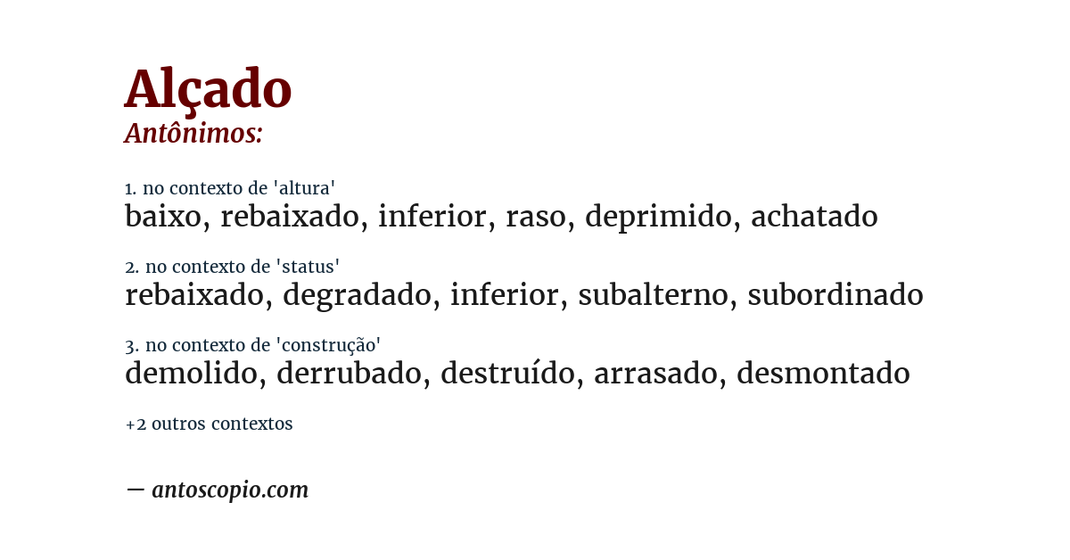 Antônimo de alçado