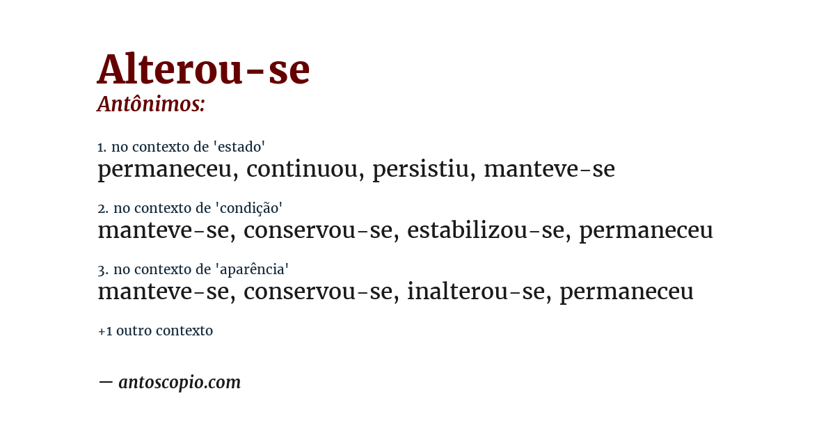 Antônimo de alterou-se