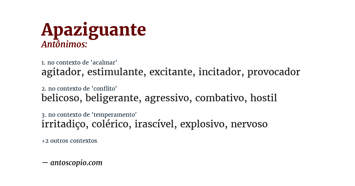 Antônimo de apaziguante