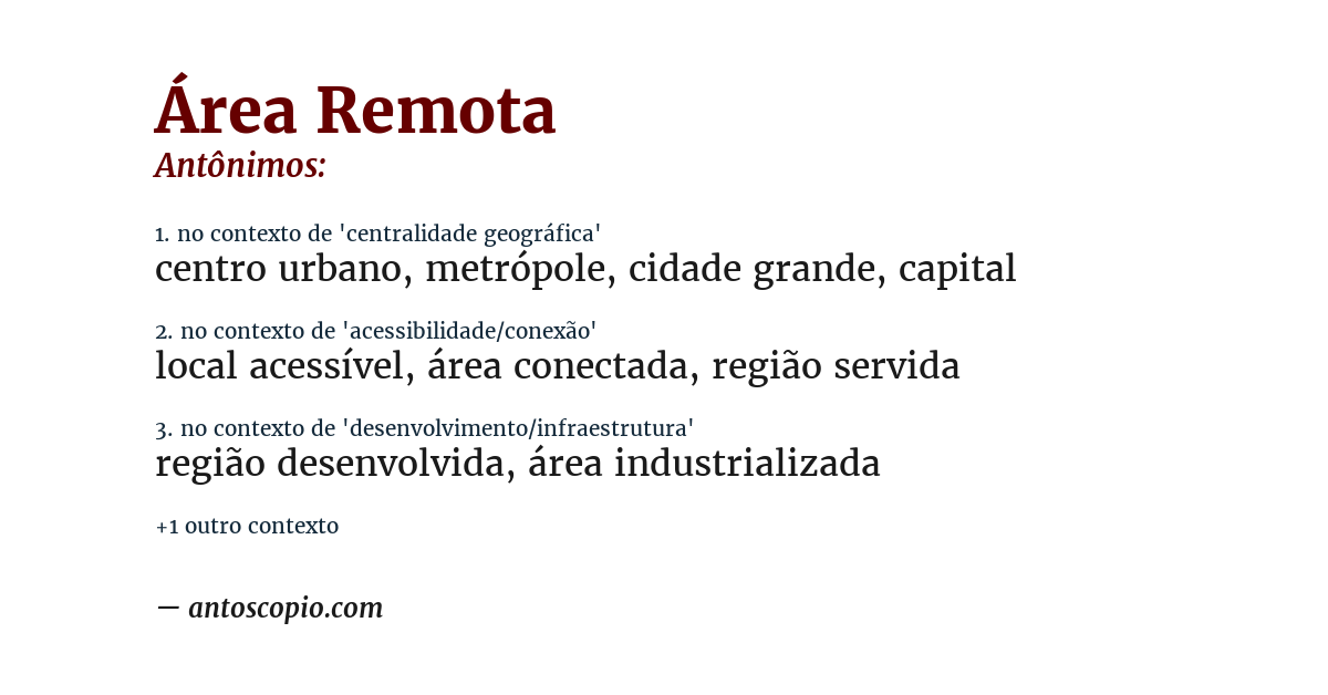 Antônimo de área remota