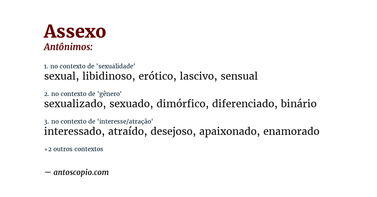 Antônimo de assexo