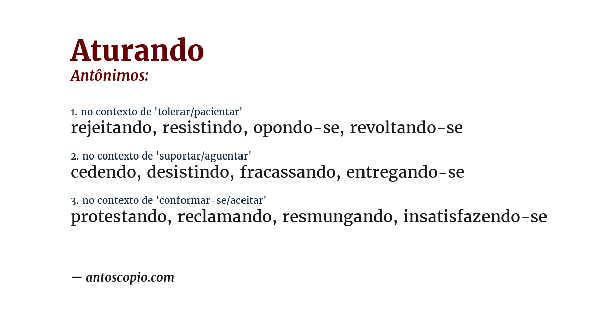 Antônimo de aturando