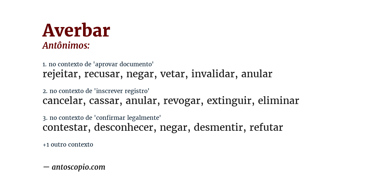 Antônimo de averbar
