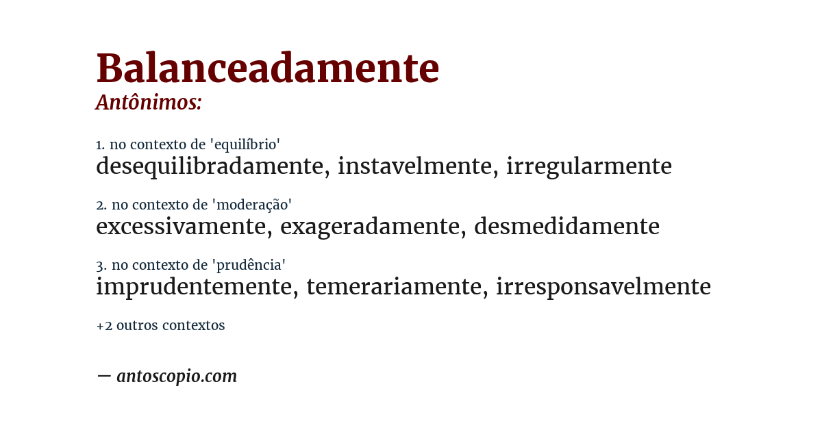 Antônimo de balanceadamente