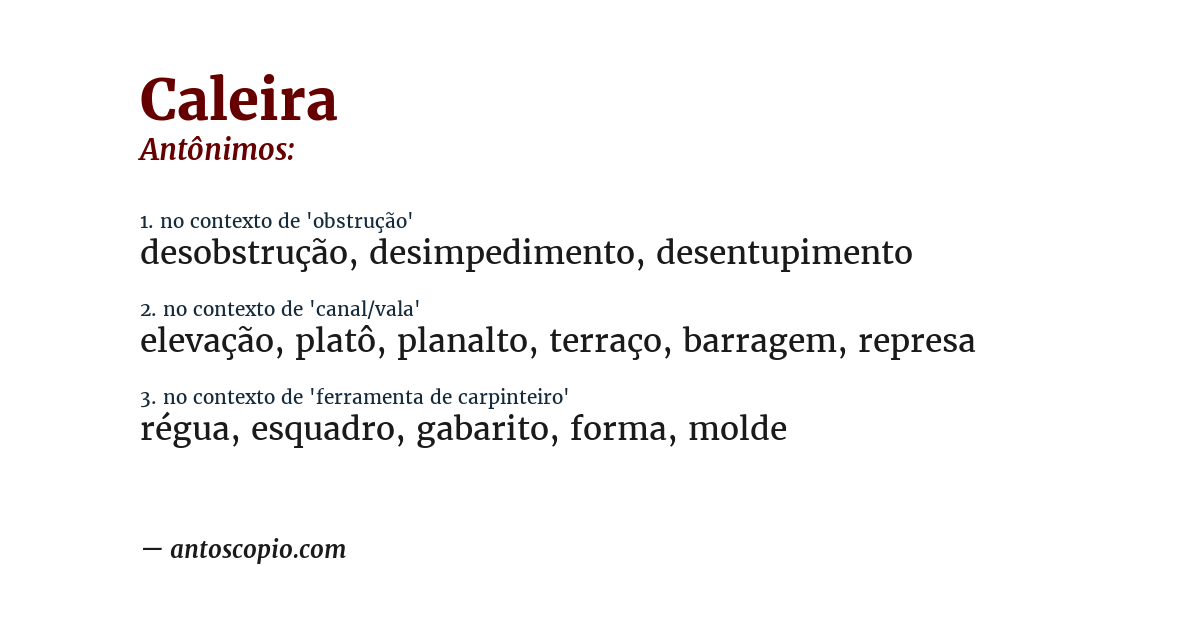 Antônimo de caleira