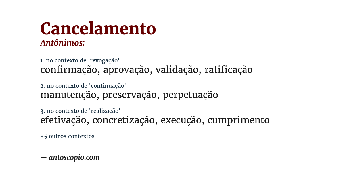 Antônimo de cancelamento
