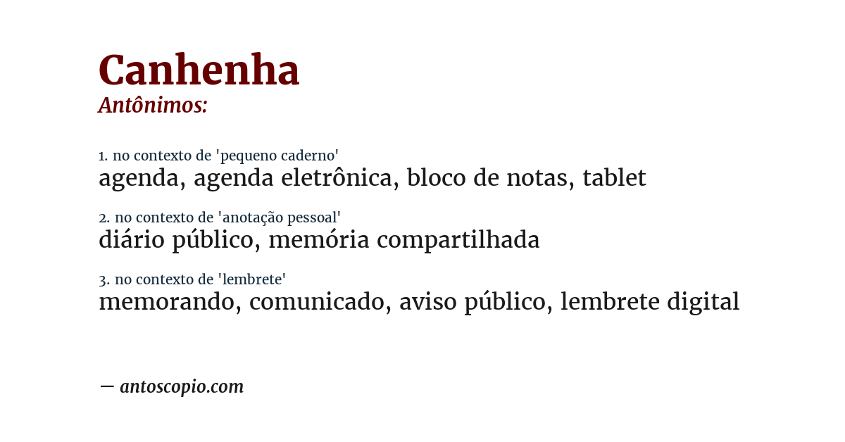 Antônimo de canhenha