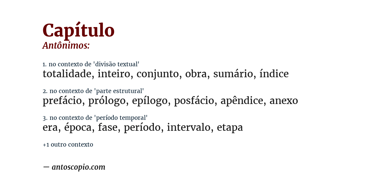 Antônimo de capítulo